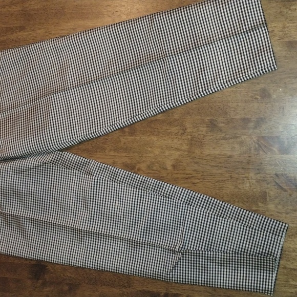 Ann Taylor 100% Silk Black White Gingham Ankle Pants sz4 - Picture 4 of 8
